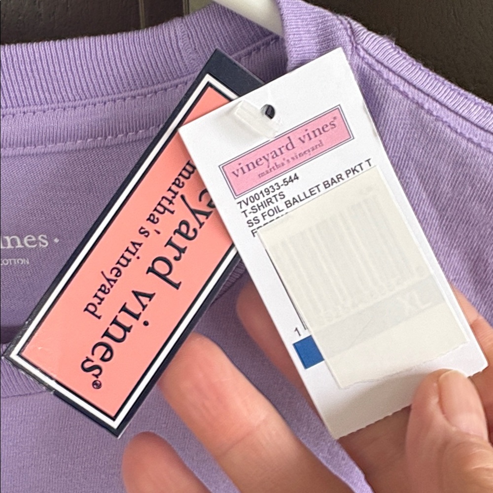 NWT Vineyard Vines Ballet Slippers Pocket Tee Lavender Size XL - Picture 6 of 7